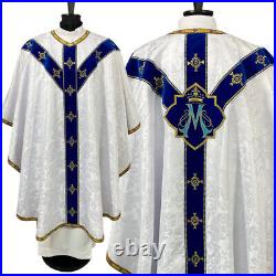 CHASUBLE Marian Semi Gothic style Vestment, Damask/velvet, embroidery, orphrey