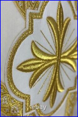 CHASUBLE golden-ecru fabric, Semi-Gothic vestment, velvet