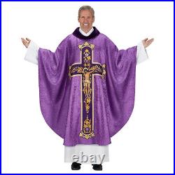 Catholic Church Father Mass Vestments Via Sacra Chasuble 51 In x 59 In Purple