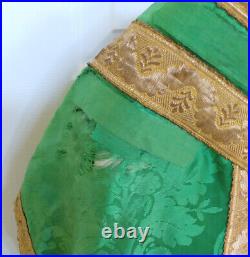 Catholic Green fiddleback chasuble vestment + all matching pieces made in Rome