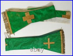 Catholic Green fiddleback chasuble vestment + all matching pieces made in Rome