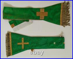 Catholic Green fiddleback chasuble vestment + all matching pieces made in Rome