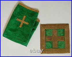 Catholic Green fiddleback chasuble vestment + all matching pieces made in Rome