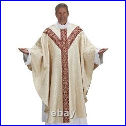 Chasuble MONREALE COLLECTION SEMI-GOTHI CHASUBLE, White Chasubles, Vestments
