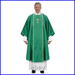 Chasuble Marseille Jacquard Catholic Vestment Gothic Style 51 In x 59 In Green