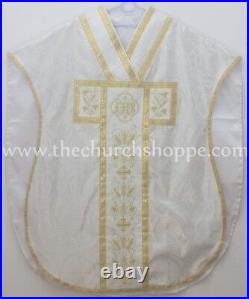 Chasuble. St. Philip Neri Style vestment & mass set, IHS, Metallic Silver NEW