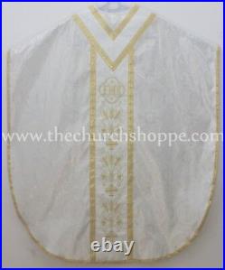 Chasuble. St. Philip Neri Style vestment & mass set, IHS, Metallic Silver NEW