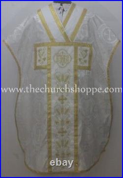 Chasuble. St. Philip Neri Style vestment & mass set, IHS, Metallic Silver NEW