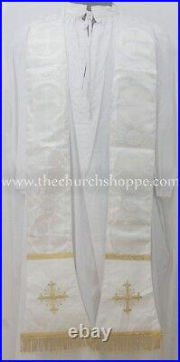 Chasuble. St. Philip Neri Style vestment & mass set, IHS, Metallic Silver NEW