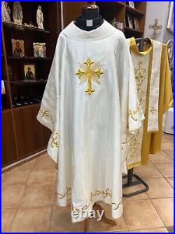 Chasuble lana silk morè, with embroide New Made in Italy Preast Holy Mass