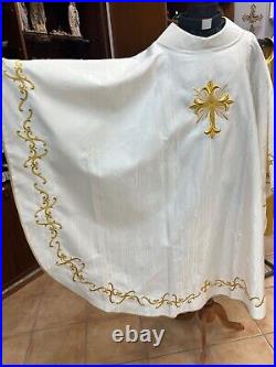 Chasuble lana silk morè, with embroide New Made in Italy Preast Holy Mass