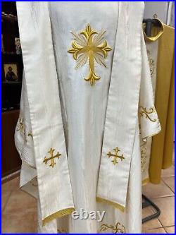 Chasuble lana silk morè, with embroide New Made in Italy Preast Holy Mass