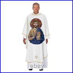 Christ Pantocrator Embroidered Chasuble and Matching Stole for Church Use 51 In