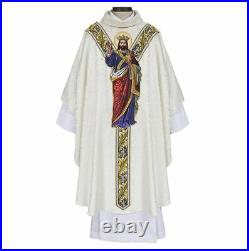 Christ the King Print Gothic Style Embroidered Chasuble, 59 In