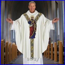 Christ the King Print Gothic Style Embroidered Chasuble, 59 In
