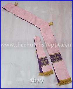 Dalmatic ROSE vestment with Deacon's stole and maniple lined, Dalmatic chasuble