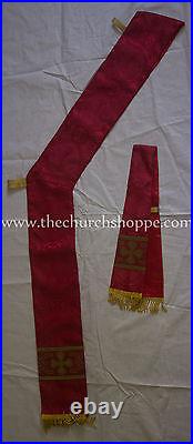 Dalmatic Red vestment with Deacon's stole and maniple lined, Dalmatic chasuble
