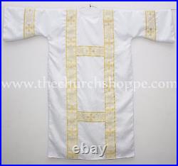Dalmatic WHITE vestment with Deacon's stole and maniple lined, Dalmatic chasuble