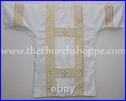 Dalmatic White vestment with Deacon's stole and maniple lined, Dalmatic chasuble