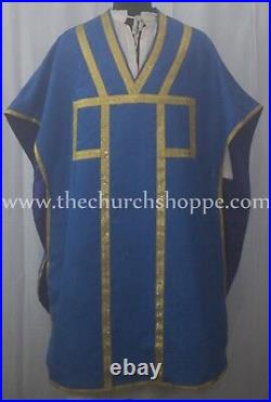 Dark Blue Chasuble. St. Philip Neri Style vestment Stole & mass set, Vestment