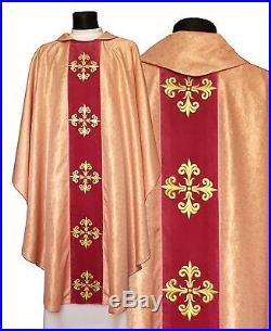 EMBROIDERY MADE ON VELVET Chasuble Kasel Messgewand Vestment Casula 559-AR41 us