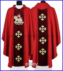 EMBROIDERY MADE ON VELVET Chasuble Kasel Messgewand Vestment Casula 604-AC25 us