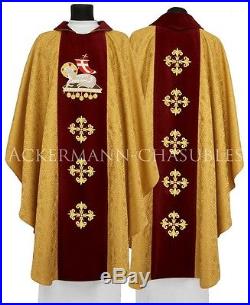 EMBROIDERY MADE ON VELVET Chasuble Kasel Messgewand Vestment Casula 604-AGC16 us