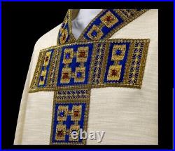 Ecru Marian Messgewand Chasuble Vestment Kasel