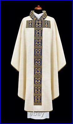 Ecru Marian Messgewand Chasuble Vestment Kasel