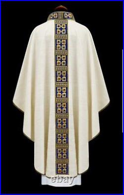 Ecru Marian Messgewand Chasuble Vestment Kasel