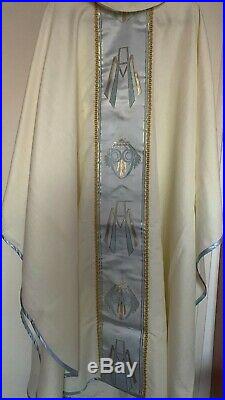 Ecru marian Chasuble Vestment Kasel Messgewand