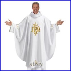 Embroidered IHS Emblem Gothic Chasuble and Stole Church Vestment Sets 51 In