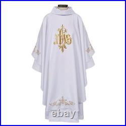 Embroidered IHS Emblem Gothic Chasuble and Stole Church Vestment Sets 51 In