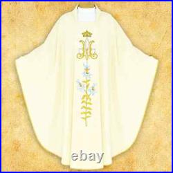 Embroidered Marian chasuble blue
