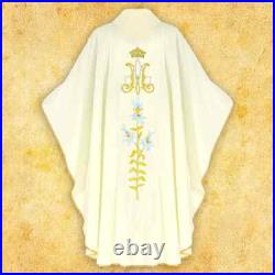 Embroidered Marian chasuble blue