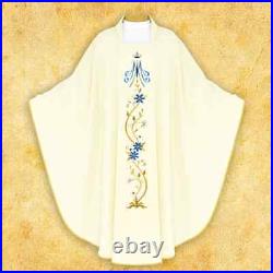 Embroidered Marian chasuble ecru