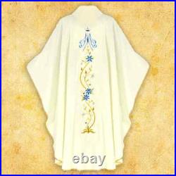 Embroidered Marian chasuble ecru