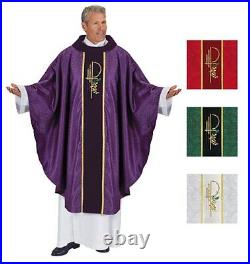 Eucharistic Jacquard Chasuble and Stole Vestment Set for Church or Chapel 51 In