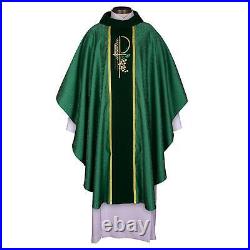 Eucharistic Jacquard with Gold Toned Embroidery Priest Chasuble 59 x 51 L