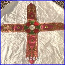 FRENCH 1900s CLERICAL LITURGICAL MASS CHASUBLE VESTMENTEMBROIDERED SILKPERFECT