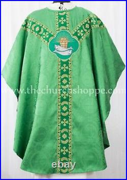 GREEN GOTHIC CHASUBLE vestment and mass & stole set casula casel casulla, NEW