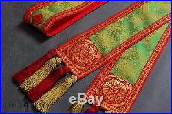 Green Silk Conical Vestment Chasuble Kasel Messgewand Stole Stola Maniple