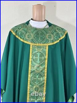 GREEN VESTMENT CHASUBLE & STOLE FULl SET G00