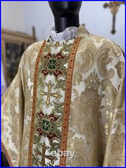 Gold Gothic Damask Vestment Chasuble & Stole