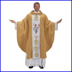 Gold Tone Risen Christ Chasuble And Stole Seasonal Vestment Set for Church 51 In
