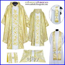 Golden GOLD Gothic Collar Vestment & Mass & Stole Set, Gothic Chasuble, Casulla