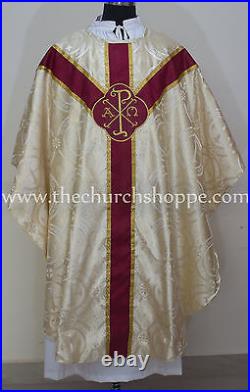 Golden metallic gothic vestment, stole and mass set Gothic chasuble, casula, casel