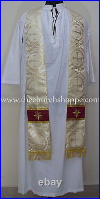 Golden metallic gothic vestment, stole and mass set Gothic chasuble, casula, casel