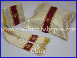 Golden metallic gothic vestment, stole and mass set Gothic chasuble, casula, casel