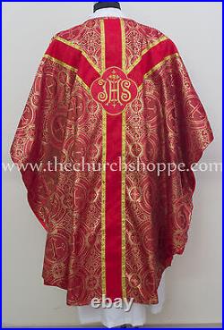 Gothic Red metallic vestment, stole &5pc mass set Gothic chasuble, casula, casel